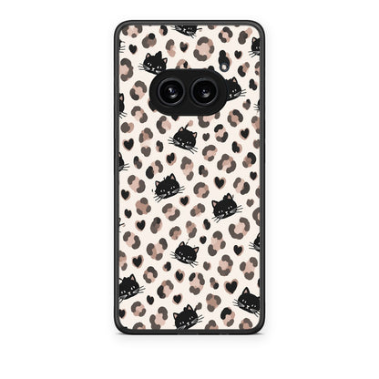 Θήκη Nothing Phone 2a Leopard Spots and Black Cats on Cream από τη Smartfits με σχέδιο στο πίσω μέρος και μαύρο περίβλημα | Nothing Phone 2a Leopard Spots and Black Cats on Cream case with colorful back and black bezels