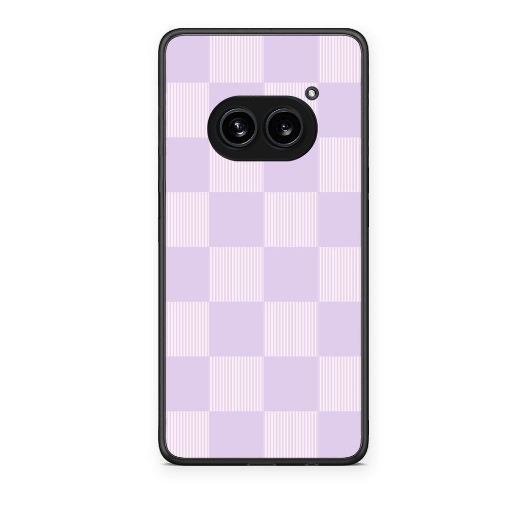 Θήκη Nothing Phone 2a Lilac and Cream Striped Checks από τη Smartfits με σχέδιο στο πίσω μέρος και μαύρο περίβλημα | Nothing Phone 2a Lilac and Cream Striped Checks case with colorful back and black bezels