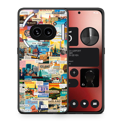 Θήκη Nothing Phone 2a Live To Travel από τη Smartfits με σχέδιο στο πίσω μέρος και μαύρο περίβλημα | Nothing Phone 2a Live To Travel case with colorful back and black bezels