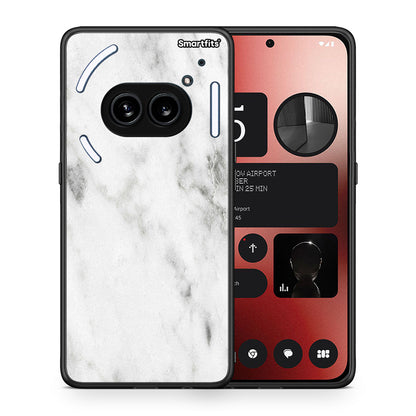 Θήκη Nothing Phone 2a White Marble από τη Smartfits με σχέδιο στο πίσω μέρος και μαύρο περίβλημα | Nothing Phone 2a White Marble case with colorful back and black bezels