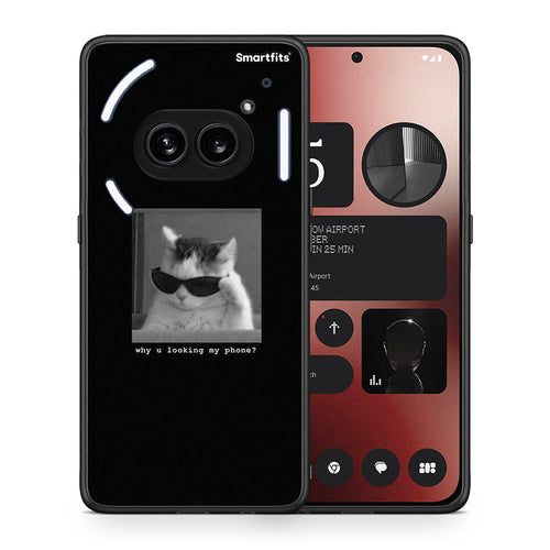 Θήκη Nothing Phone 2a Meme Cat από τη Smartfits με σχέδιο στο πίσω μέρος και μαύρο περίβλημα | Nothing Phone 2a Meme Cat case with colorful back and black bezels