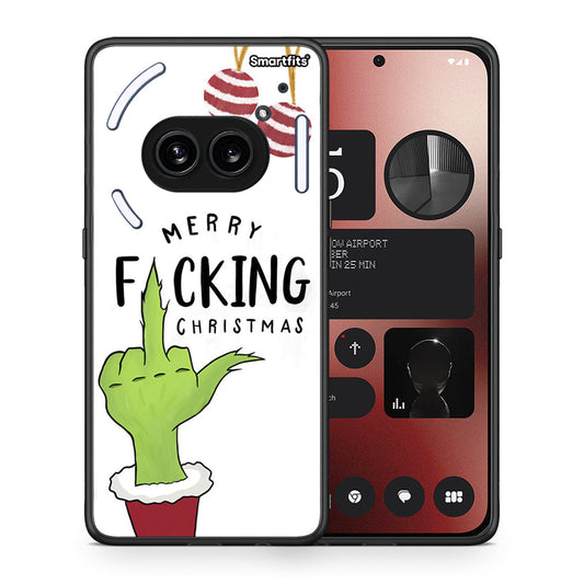 Θήκη Nothing Phone 2a Merry F Xmas από τη Smartfits με σχέδιο στο πίσω μέρος και μαύρο περίβλημα | Nothing Phone 2a Merry F Xmas case with colorful back and black bezels