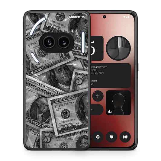 Θήκη Nothing Phone 2a Money Dollars από τη Smartfits με σχέδιο στο πίσω μέρος και μαύρο περίβλημα | Nothing Phone 2a Money Dollars case with colorful back and black bezels