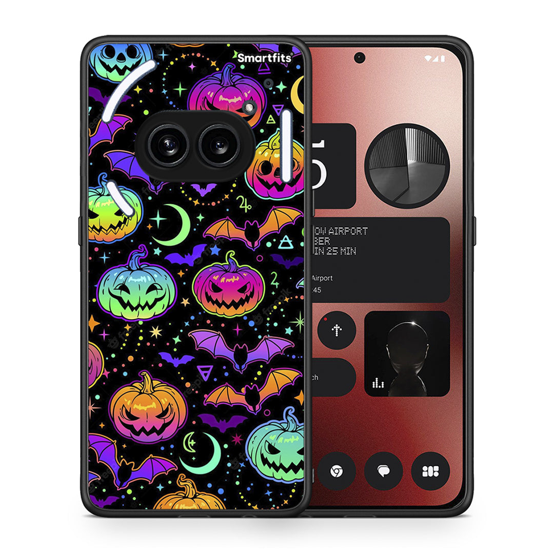 Θήκη Nothing Phone 2a Neon Halloween από τη Smartfits με σχέδιο στο πίσω μέρος και μαύρο περίβλημα | Nothing Phone 2a Neon Halloween case with colorful back and black bezels