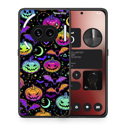 Θήκη Nothing Phone 2a Neon Halloween από τη Smartfits με σχέδιο στο πίσω μέρος και μαύρο περίβλημα | Nothing Phone 2a Neon Halloween case with colorful back and black bezels