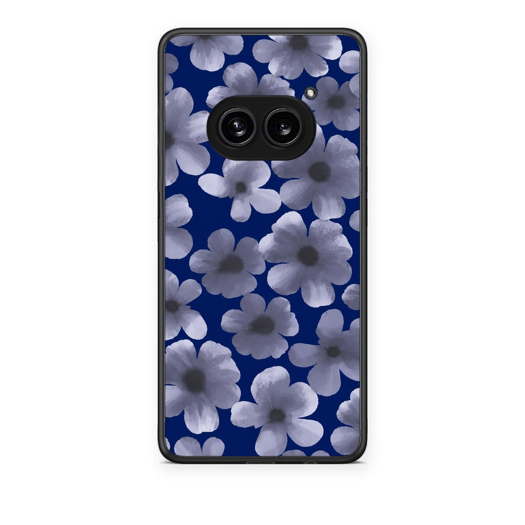 Θήκη Nothing Phone 2a Pale Blue Flowers on Navy από τη Smartfits με σχέδιο στο πίσω μέρος και μαύρο περίβλημα | Nothing Phone 2a Pale Blue Flowers on Navy case with colorful back and black bezels