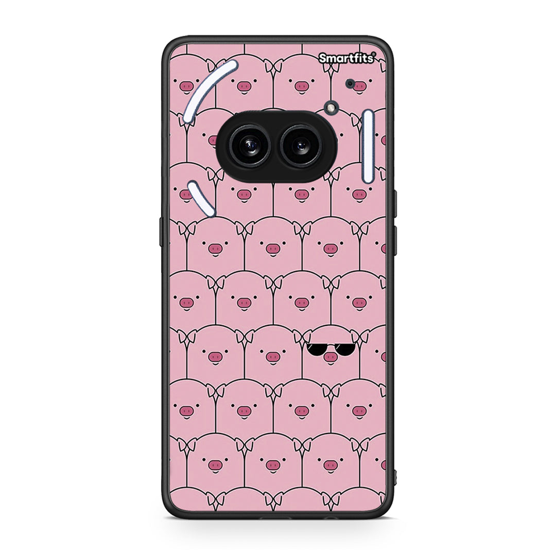 Nothing Phone 2a Pig Glasses θήκη από τη Smartfits με σχέδιο στο πίσω μέρος και μαύρο περίβλημα | Smartphone case with colorful back and black bezels by Smartfits