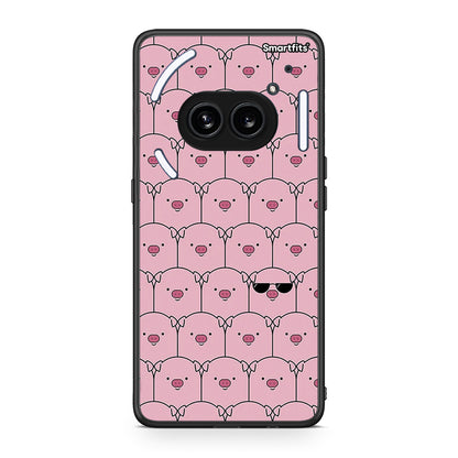Nothing Phone 2a Pig Glasses θήκη από τη Smartfits με σχέδιο στο πίσω μέρος και μαύρο περίβλημα | Smartphone case with colorful back and black bezels by Smartfits