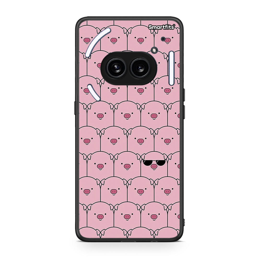 Nothing Phone 2a Pig Glasses θήκη από τη Smartfits με σχέδιο στο πίσω μέρος και μαύρο περίβλημα | Smartphone case with colorful back and black bezels by Smartfits