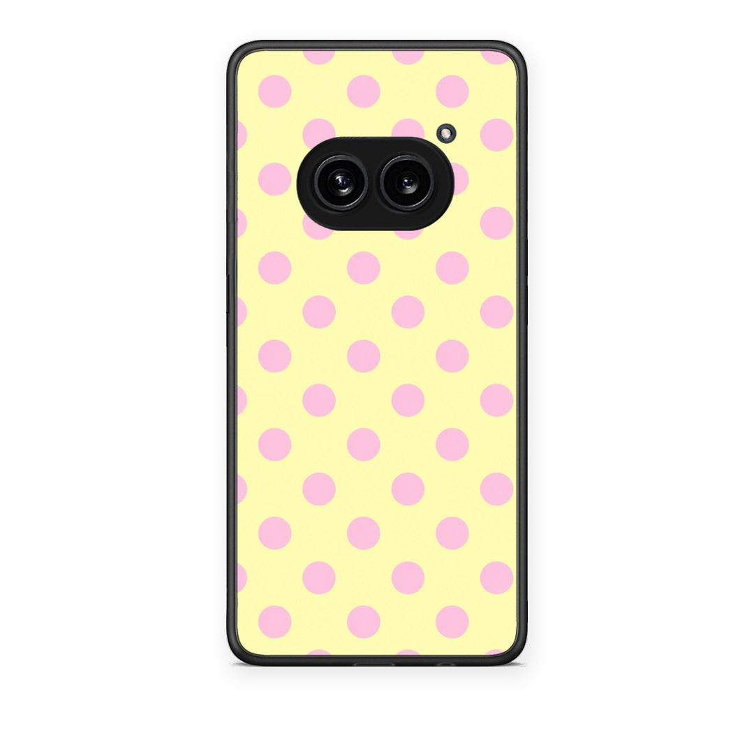 Θήκη Nothing Phone 2a Pink Polka Dots on Yellow από τη Smartfits με σχέδιο στο πίσω μέρος και μαύρο περίβλημα | Nothing Phone 2a Pink Polka Dots on Yellow case with colorful back and black bezels