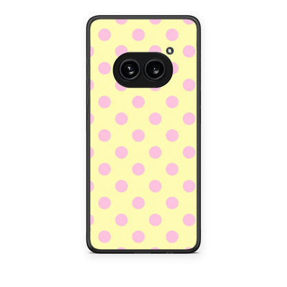 Θήκη Nothing Phone 2a Pink Polka Dots on Yellow από τη Smartfits με σχέδιο στο πίσω μέρος και μαύρο περίβλημα | Nothing Phone 2a Pink Polka Dots on Yellow case with colorful back and black bezels
