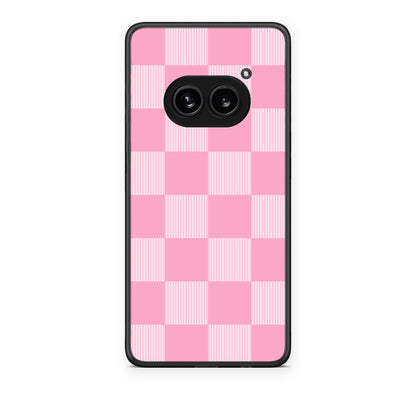 Θήκη Nothing Phone 2a Pink and White Striped Checks από τη Smartfits με σχέδιο στο πίσω μέρος και μαύρο περίβλημα | Nothing Phone 2a Pink and White Striped Checks case with colorful back and black bezels