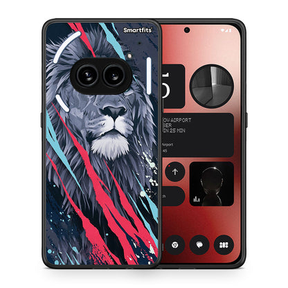 Θήκη Nothing Phone 2a Lion Designer PopArt από τη Smartfits με σχέδιο στο πίσω μέρος και μαύρο περίβλημα | Nothing Phone 2a Lion Designer PopArt case with colorful back and black bezels