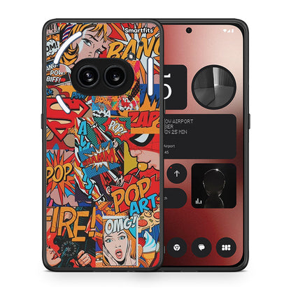 Θήκη Nothing Phone 2a PopArt OMG από τη Smartfits με σχέδιο στο πίσω μέρος και μαύρο περίβλημα | Nothing Phone 2a PopArt OMG case with colorful back and black bezels