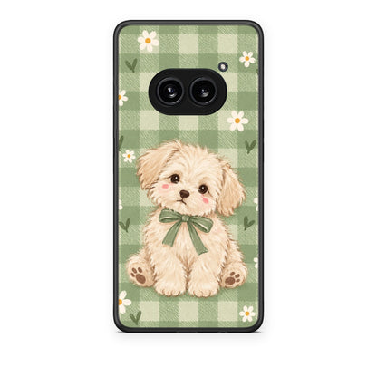 Θήκη Nothing Phone 2a Puppy and Daisies on Sage Gingham από τη Smartfits με σχέδιο στο πίσω μέρος και μαύρο περίβλημα | Nothing Phone 2a Puppy and Daisies on Sage Gingham case with colorful back and black bezels