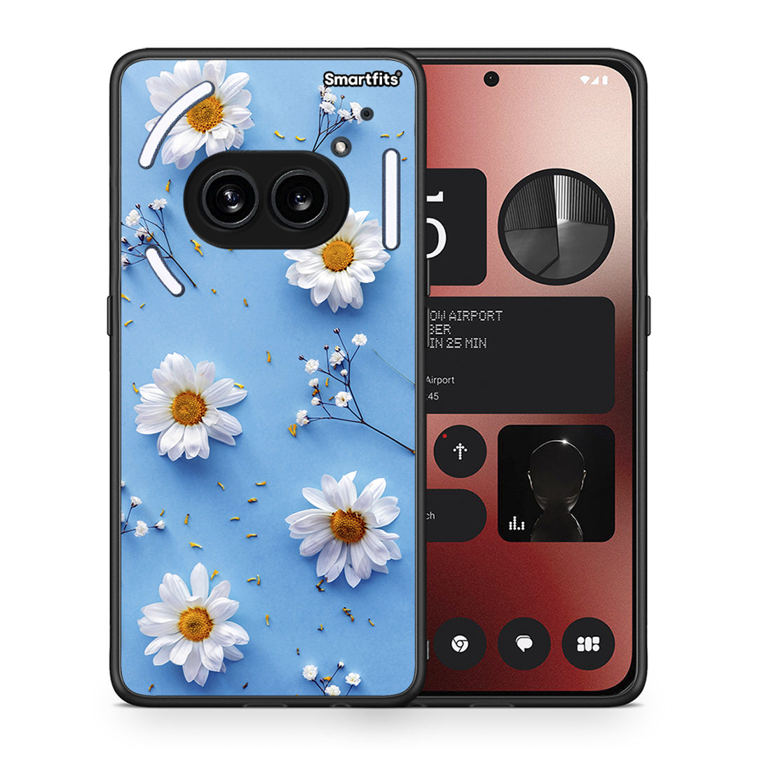 Θήκη Nothing Phone 2a Real Daisies από τη Smartfits με σχέδιο στο πίσω μέρος και μαύρο περίβλημα | Nothing Phone 2a Real Daisies case with colorful back and black bezels