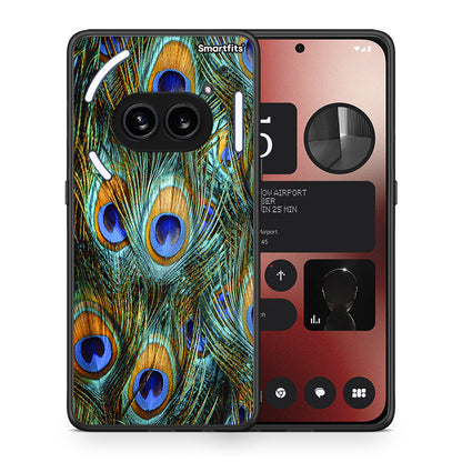 Θήκη Nothing Phone 2a Real Peacock Feathers από τη Smartfits με σχέδιο στο πίσω μέρος και μαύρο περίβλημα | Nothing Phone 2a Real Peacock Feathers case with colorful back and black bezels