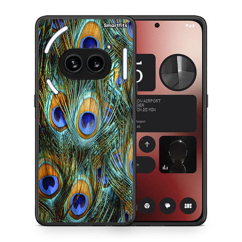 Θήκη Nothing Phone 2a Real Peacock Feathers από τη Smartfits με σχέδιο στο πίσω μέρος και μαύρο περίβλημα | Nothing Phone 2a Real Peacock Feathers case with colorful back and black bezels