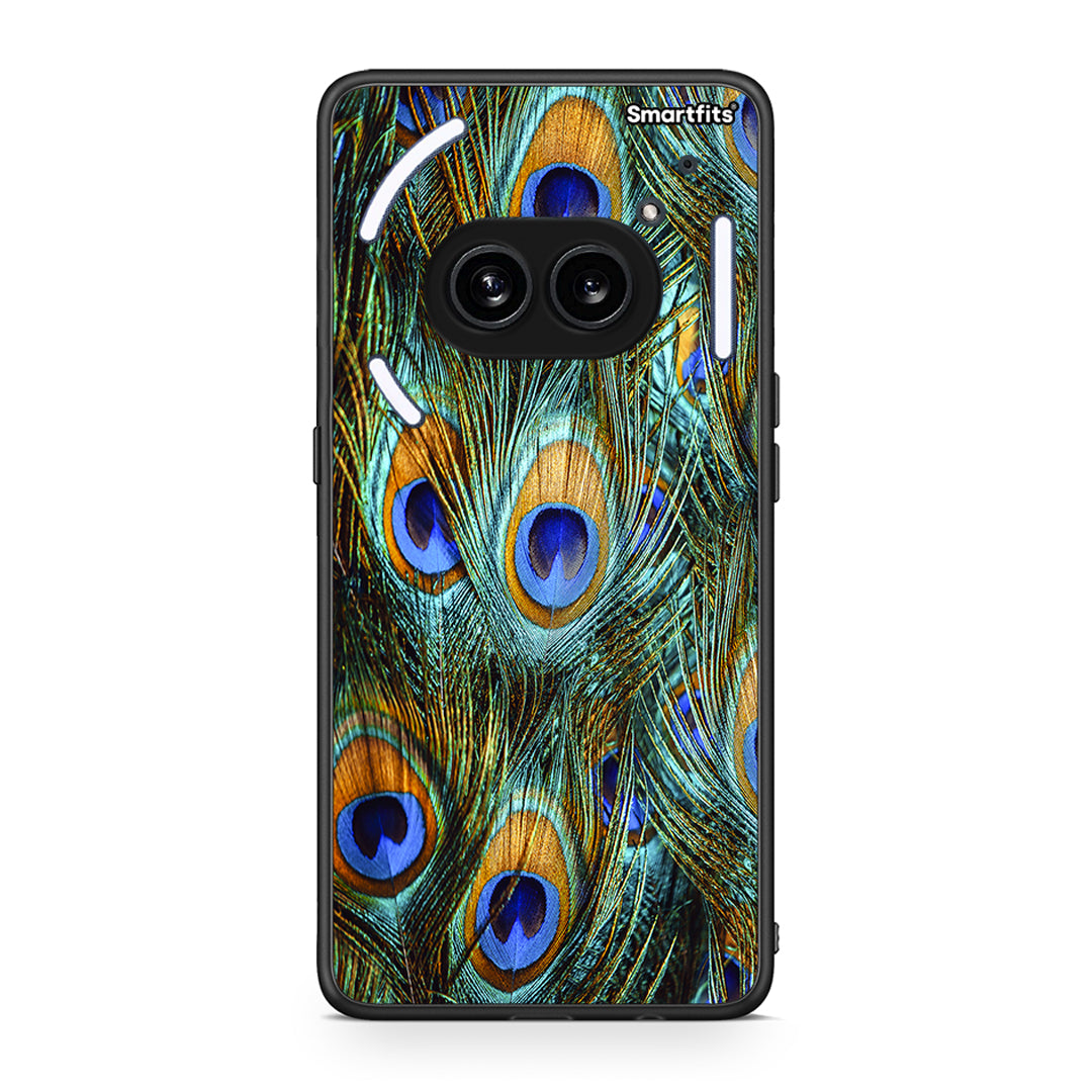 Nothing Phone 2a Real Peacock Feathers θήκη από τη Smartfits με σχέδιο στο πίσω μέρος και μαύρο περίβλημα | Smartphone case with colorful back and black bezels by Smartfits