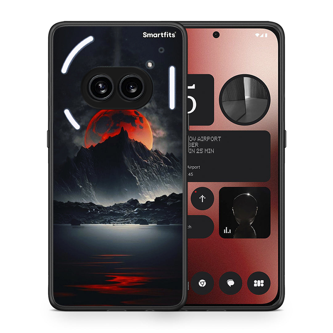Θήκη Nothing Phone 2a Red Full Moon από τη Smartfits με σχέδιο στο πίσω μέρος και μαύρο περίβλημα | Nothing Phone 2a Red Full Moon case with colorful back and black bezels