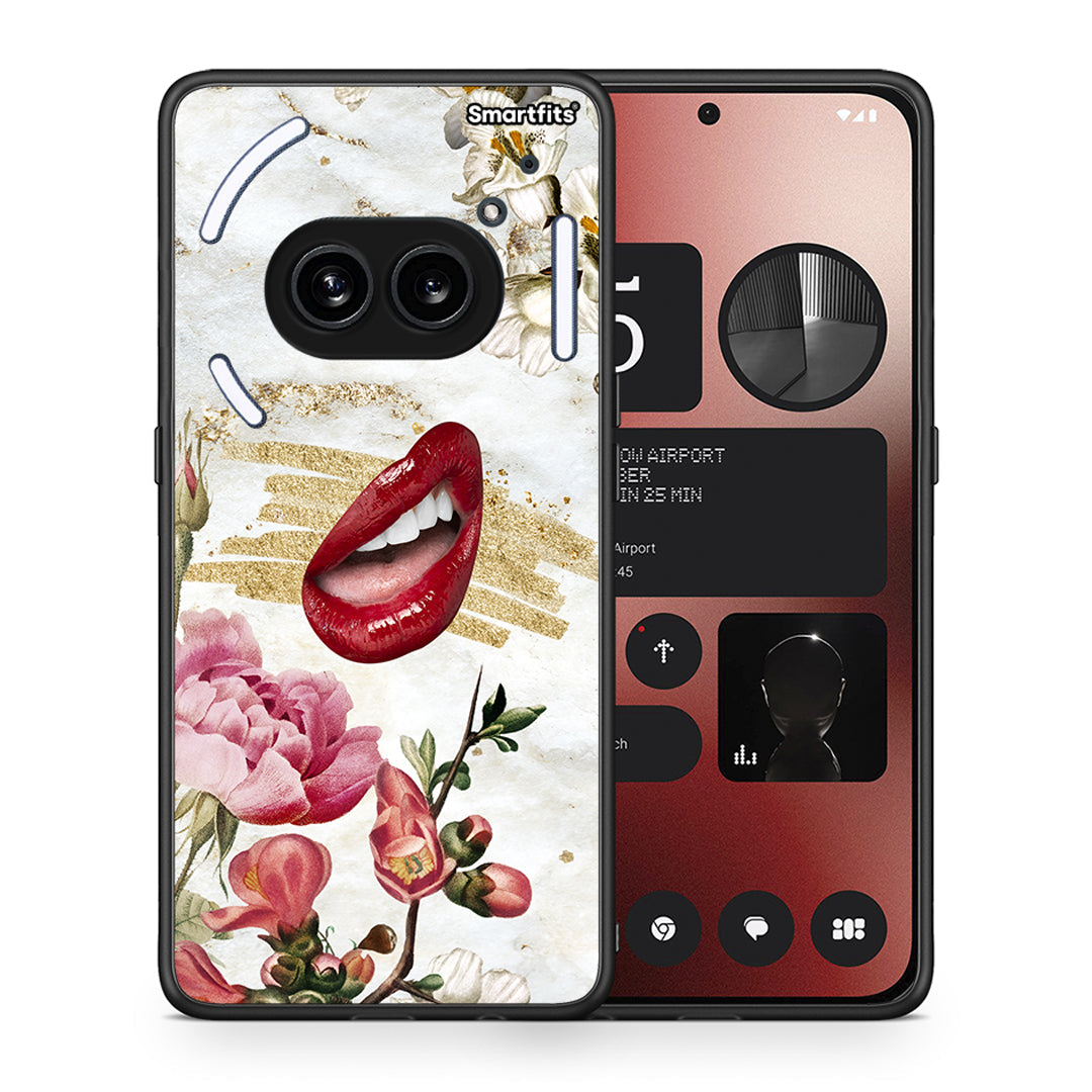 Θήκη Nothing Phone 2a Red Lips από τη Smartfits με σχέδιο στο πίσω μέρος και μαύρο περίβλημα | Nothing Phone 2a Red Lips case with colorful back and black bezels