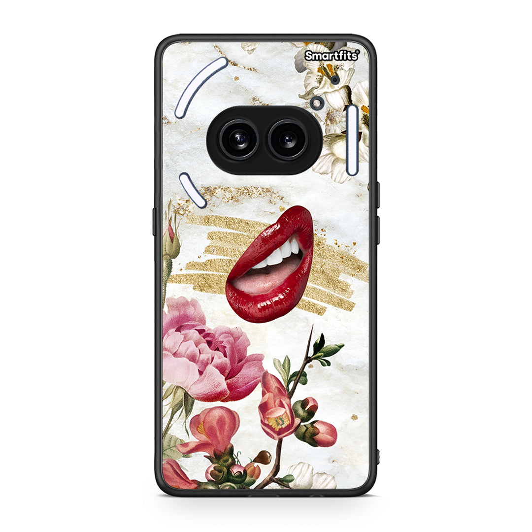 Nothing Phone 2a Red Lips θήκη από τη Smartfits με σχέδιο στο πίσω μέρος και μαύρο περίβλημα | Smartphone case with colorful back and black bezels by Smartfits