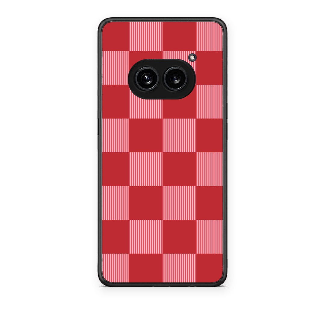 Θήκη Nothing Phone 2a Red and Pink Striped Checks από τη Smartfits με σχέδιο στο πίσω μέρος και μαύρο περίβλημα | Nothing Phone 2a Red and Pink Striped Checks case with colorful back and black bezels