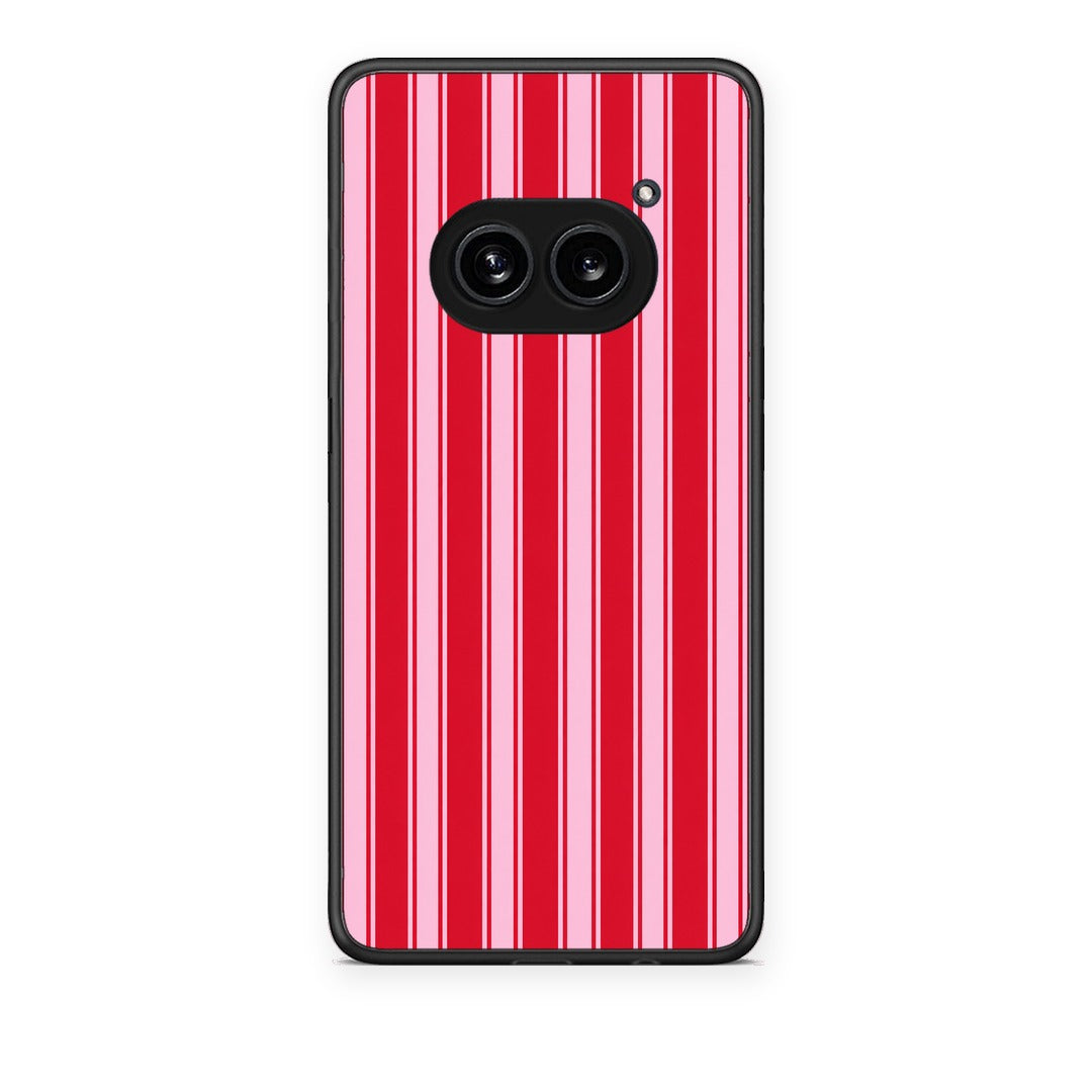 Θήκη Nothing Phone 2a Red and Pink Vertical Pinstripes από τη Smartfits με σχέδιο στο πίσω μέρος και μαύρο περίβλημα | Nothing Phone 2a Red and Pink Vertical Pinstripes case with colorful back and black bezels