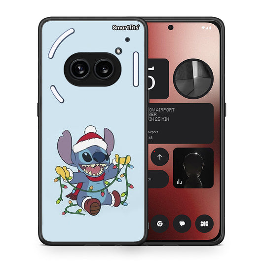Θήκη Nothing Phone 2a Santa Stich από τη Smartfits με σχέδιο στο πίσω μέρος και μαύρο περίβλημα | Nothing Phone 2a Santa Stich case with colorful back and black bezels