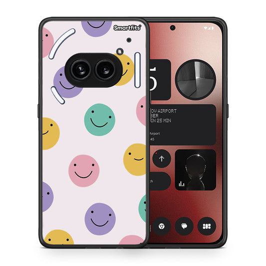 Θήκη Nothing Phone 2a Smiley Faces από τη Smartfits με σχέδιο στο πίσω μέρος και μαύρο περίβλημα | Nothing Phone 2a Smiley Faces case with colorful back and black bezels