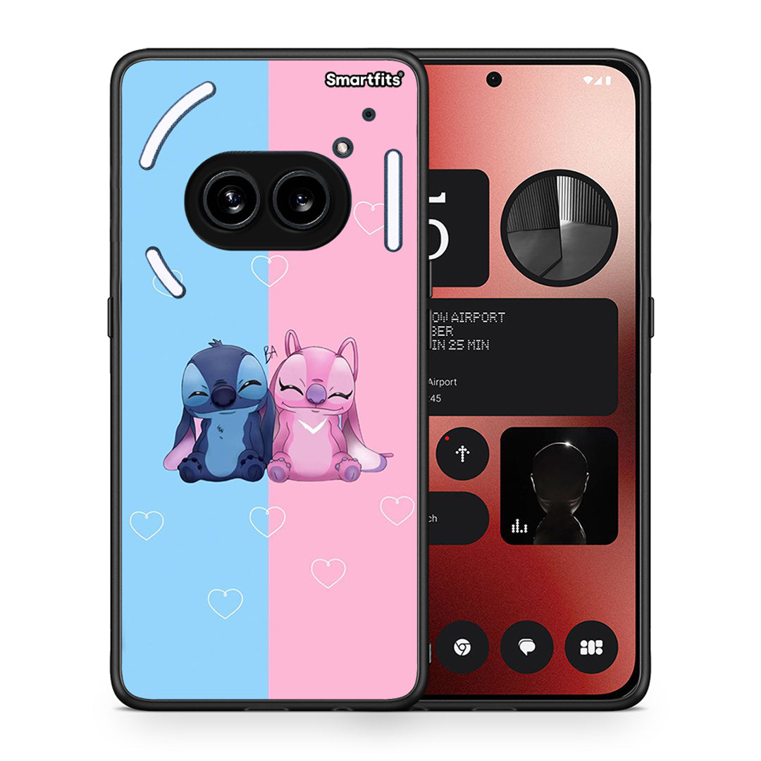 Θήκη Nothing Phone 2a Stitch And Angel από τη Smartfits με σχέδιο στο πίσω μέρος και μαύρο περίβλημα | Nothing Phone 2a Stitch And Angel case with colorful back and black bezels