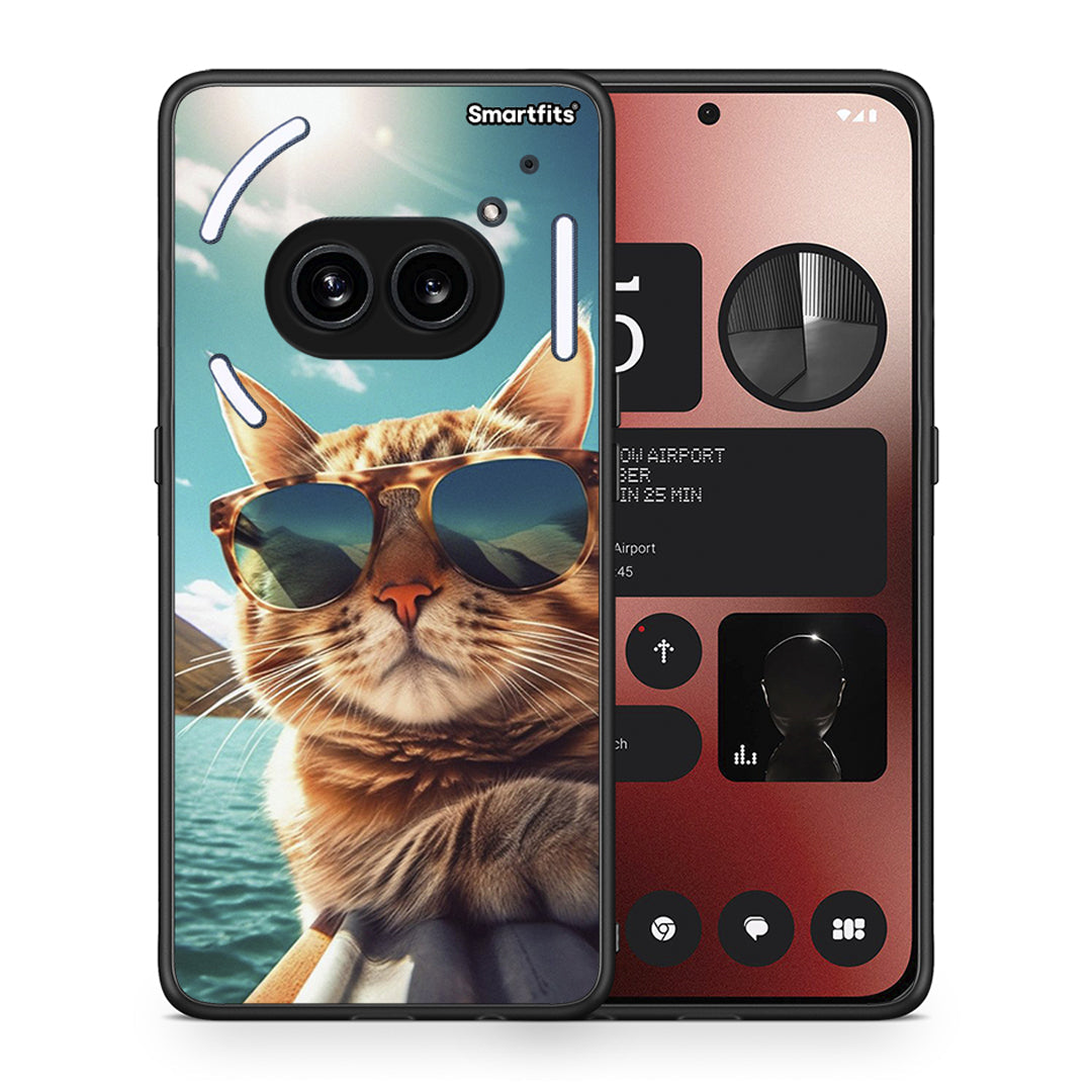 Θήκη Nothing Phone 2a Summer Cat από τη Smartfits με σχέδιο στο πίσω μέρος και μαύρο περίβλημα | Nothing Phone 2a Summer Cat case with colorful back and black bezels