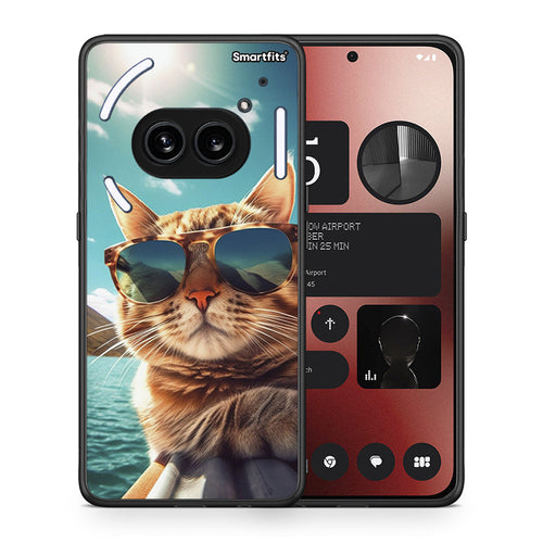 Θήκη Nothing Phone 2a Summer Cat από τη Smartfits με σχέδιο στο πίσω μέρος και μαύρο περίβλημα | Nothing Phone 2a Summer Cat case with colorful back and black bezels