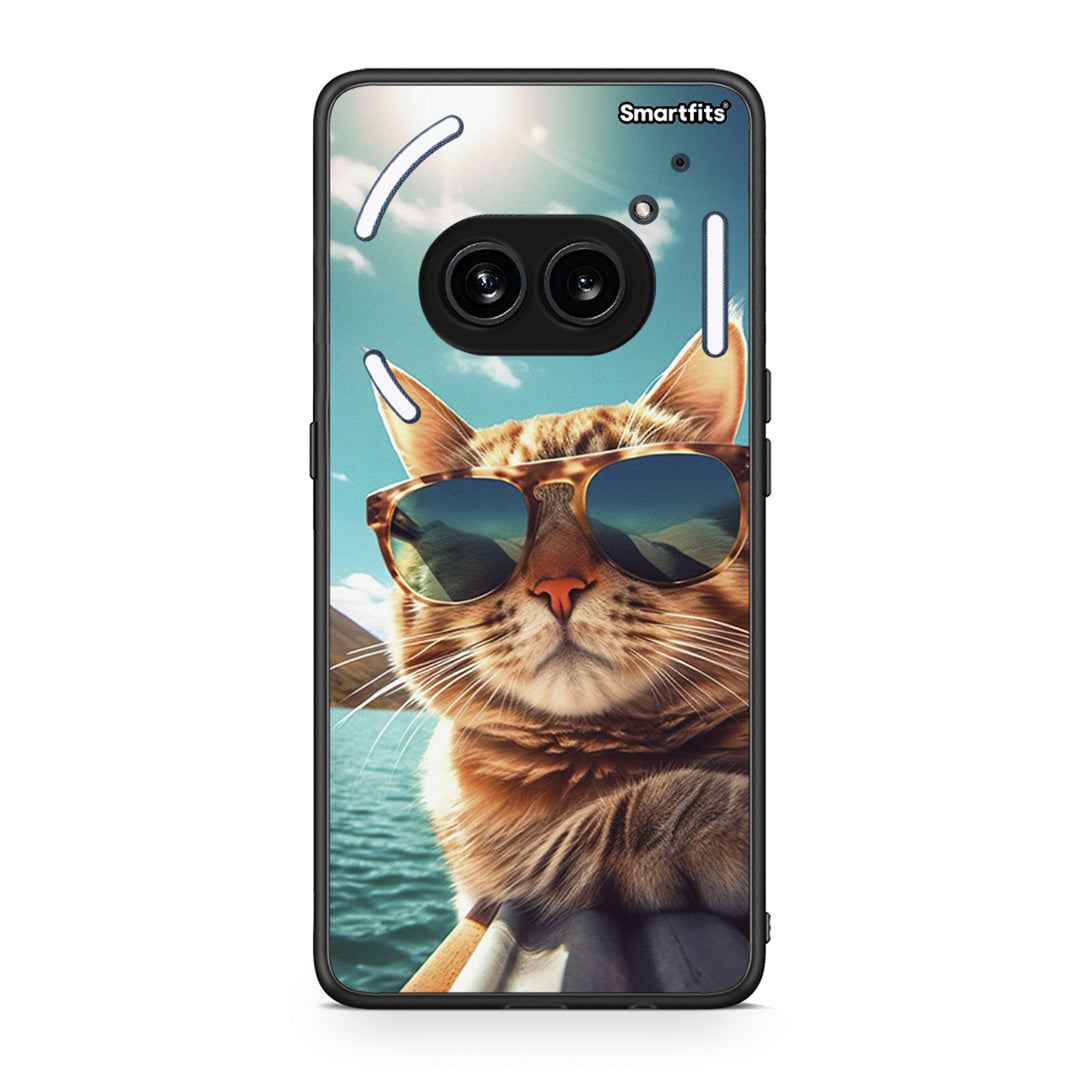 Nothing Phone 2a Summer Cat θήκη από τη Smartfits με σχέδιο στο πίσω μέρος και μαύρο περίβλημα | Smartphone case with colorful back and black bezels by Smartfits