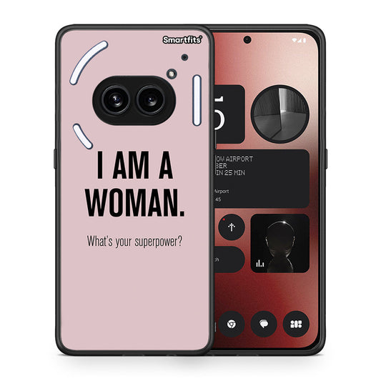 Θήκη Nothing Phone 2a Superpower Woman από τη Smartfits με σχέδιο στο πίσω μέρος και μαύρο περίβλημα | Nothing Phone 2a Superpower Woman case with colorful back and black bezels