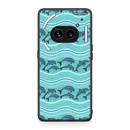 Nothing Phone 2a Swimming Dolphins θήκη από τη Smartfits με σχέδιο στο πίσω μέρος και μαύρο περίβλημα | Smartphone case with colorful back and black bezels by Smartfits