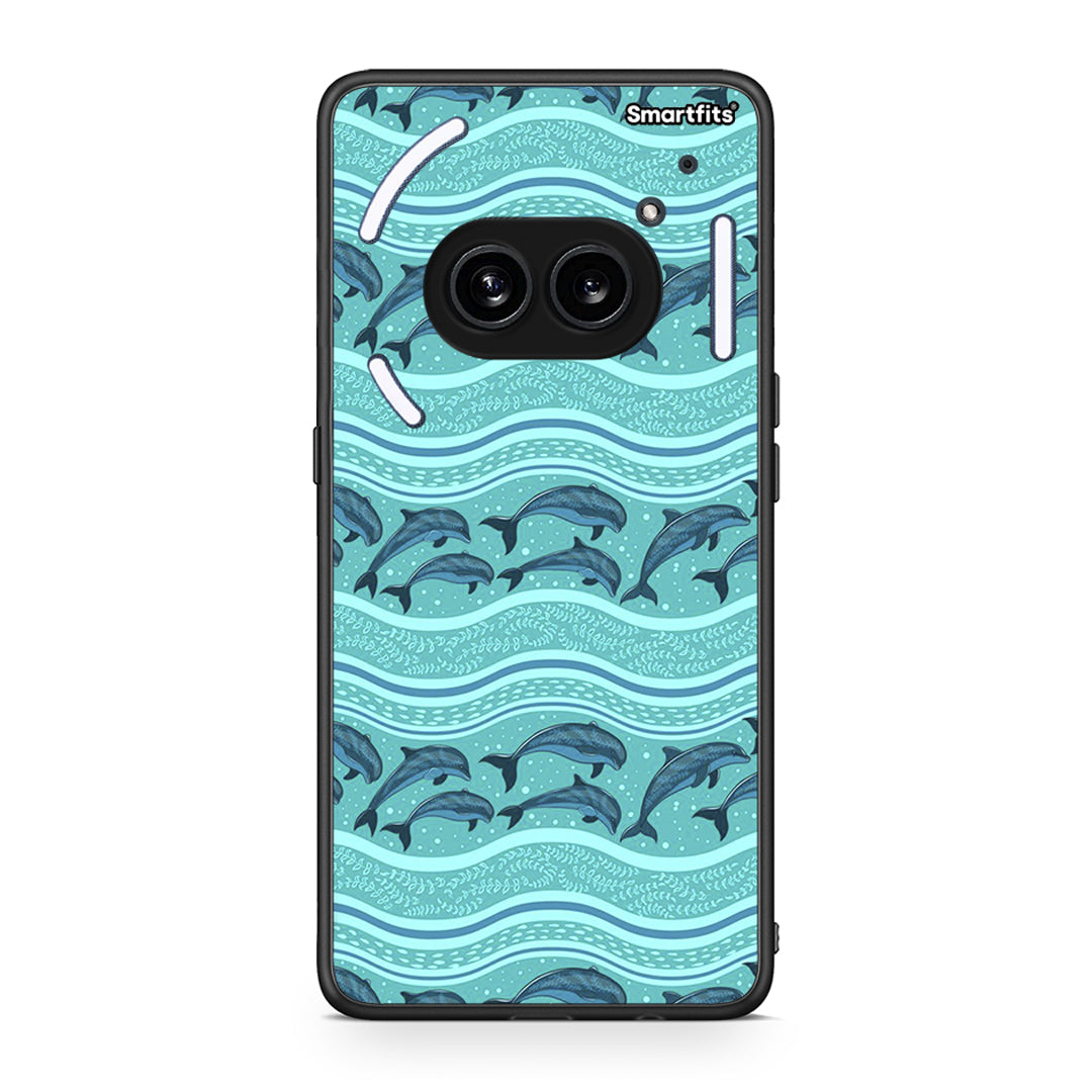 Nothing Phone 2a Swimming Dolphins θήκη από τη Smartfits με σχέδιο στο πίσω μέρος και μαύρο περίβλημα | Smartphone case with colorful back and black bezels by Smartfits