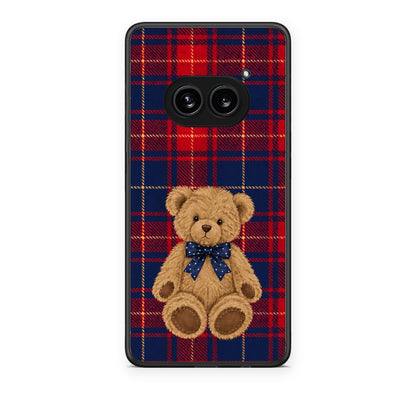 Θήκη Nothing Phone 2a Teddy Bear on Red and Navy Tartan από τη Smartfits με σχέδιο στο πίσω μέρος και μαύρο περίβλημα | Nothing Phone 2a Teddy Bear on Red and Navy Tartan case with colorful back and black bezels