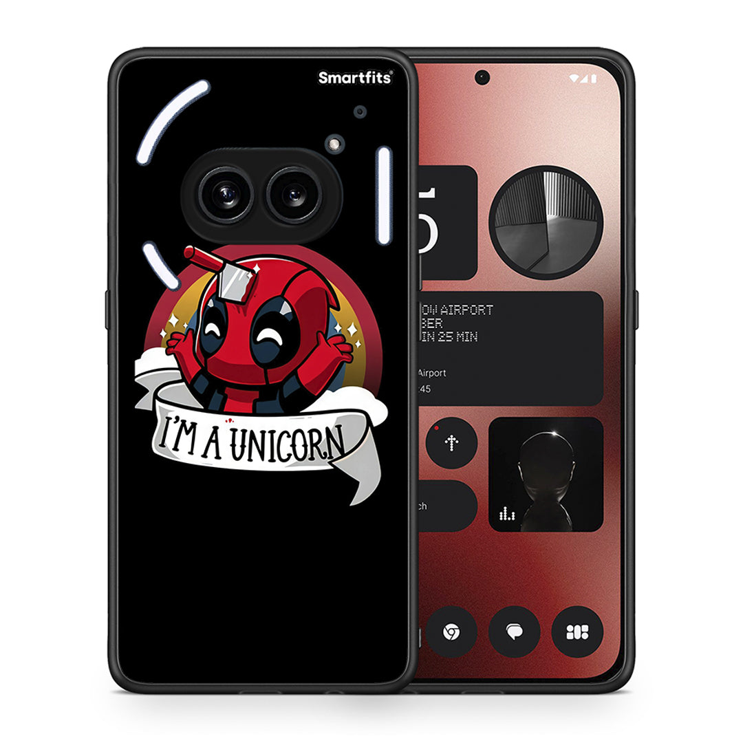 Θήκη Nothing Phone 2a Unicorn Deadpool από τη Smartfits με σχέδιο στο πίσω μέρος και μαύρο περίβλημα | Nothing Phone 2a Unicorn Deadpool case with colorful back and black bezels