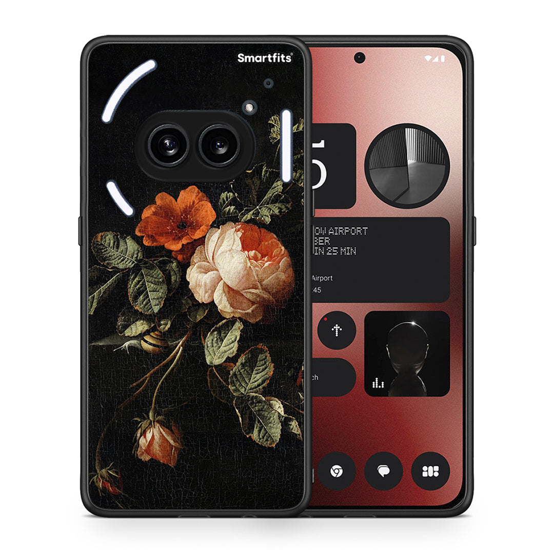 Θήκη Nothing Phone 2a Vintage Roses από τη Smartfits με σχέδιο στο πίσω μέρος και μαύρο περίβλημα | Nothing Phone 2a Vintage Roses case with colorful back and black bezels