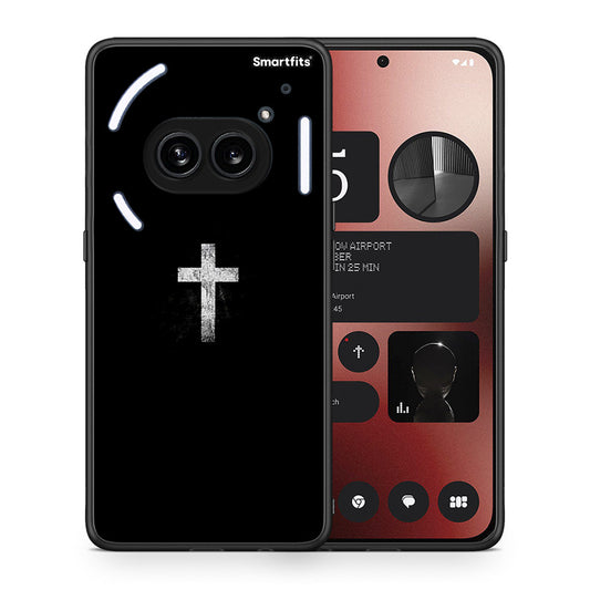 Θήκη Nothing Phone 2a White Cross από τη Smartfits με σχέδιο στο πίσω μέρος και μαύρο περίβλημα | Nothing Phone 2a White Cross case with colorful back and black bezels