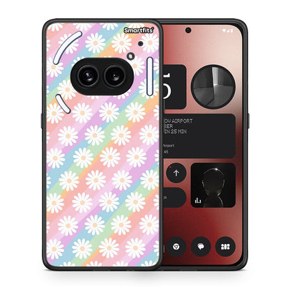 Θήκη Nothing Phone 2a White Daisies από τη Smartfits με σχέδιο στο πίσω μέρος και μαύρο περίβλημα | Nothing Phone 2a White Daisies case with colorful back and black bezels