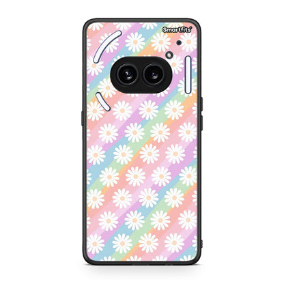 Nothing Phone 2a White Daisies θήκη από τη Smartfits με σχέδιο στο πίσω μέρος και μαύρο περίβλημα | Smartphone case with colorful back and black bezels by Smartfits