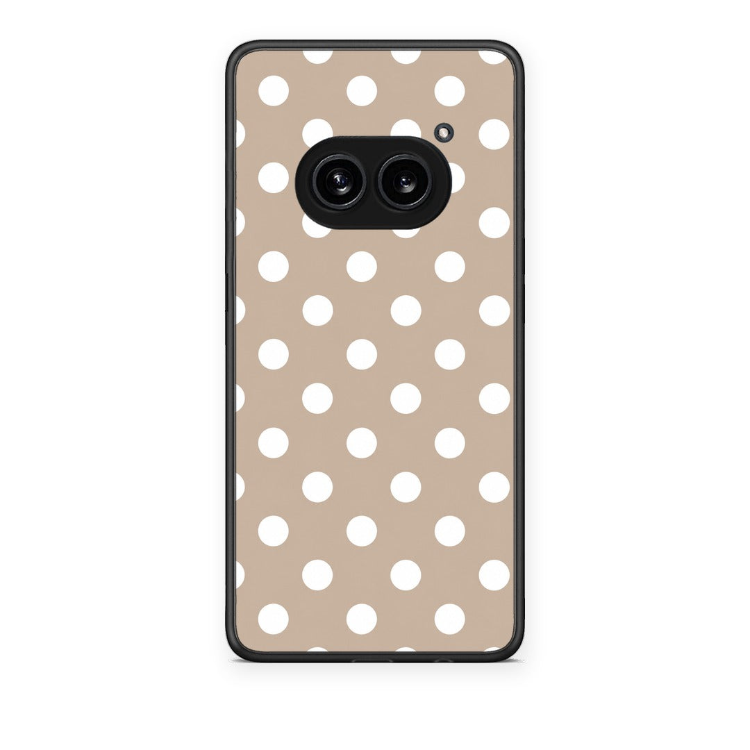 Θήκη Nothing Phone 2a White Polka Dots on Taupe από τη Smartfits με σχέδιο στο πίσω μέρος και μαύρο περίβλημα | Nothing Phone 2a White Polka Dots on Taupe case with colorful back and black bezels