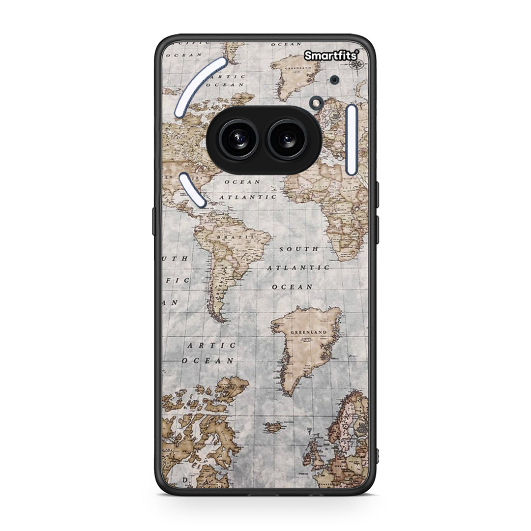 Nothing Phone 2a World Map Θήκη από τη Smartfits με σχέδιο στο πίσω μέρος και μαύρο περίβλημα | Smartphone case with colorful back and black bezels by Smartfits
