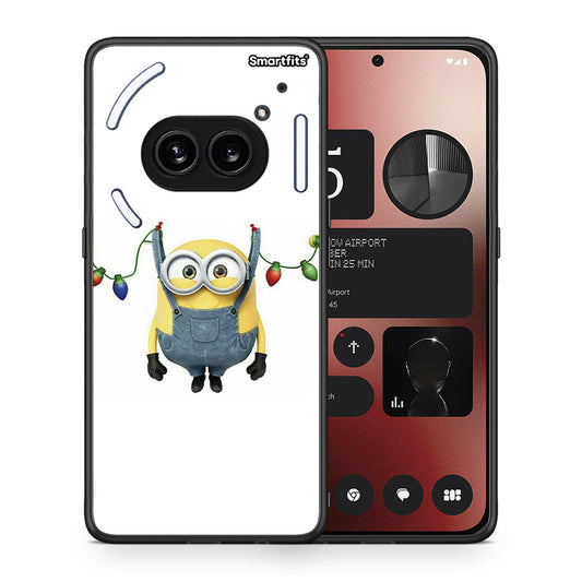 Θήκη Nothing Phone 2a Xmas Minion Lights από τη Smartfits με σχέδιο στο πίσω μέρος και μαύρο περίβλημα | Nothing Phone 2a Xmas Minion Lights case with colorful back and black bezels