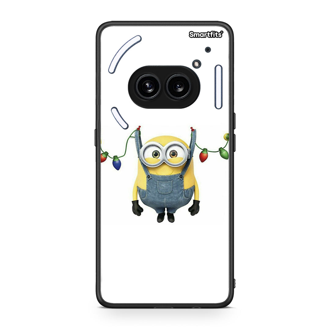 Nothing Phone 2a Xmas Minion Lights θήκη από τη Smartfits με σχέδιο στο πίσω μέρος και μαύρο περίβλημα | Smartphone case with colorful back and black bezels by Smartfits