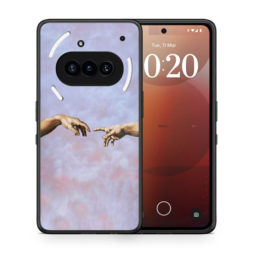 Θήκη Nothing Phone 3a Adam Hand από τη Smartfits με σχέδιο στο πίσω μέρος και μαύρο περίβλημα | Nothing Phone 3a Adam Hand case with colorful back and black bezels