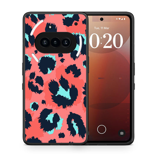 Θήκη Nothing Phone 3a Pink Leopard Animal από τη Smartfits με σχέδιο στο πίσω μέρος και μαύρο περίβλημα | Nothing Phone 3a Pink Leopard Animal case with colorful back and black bezels