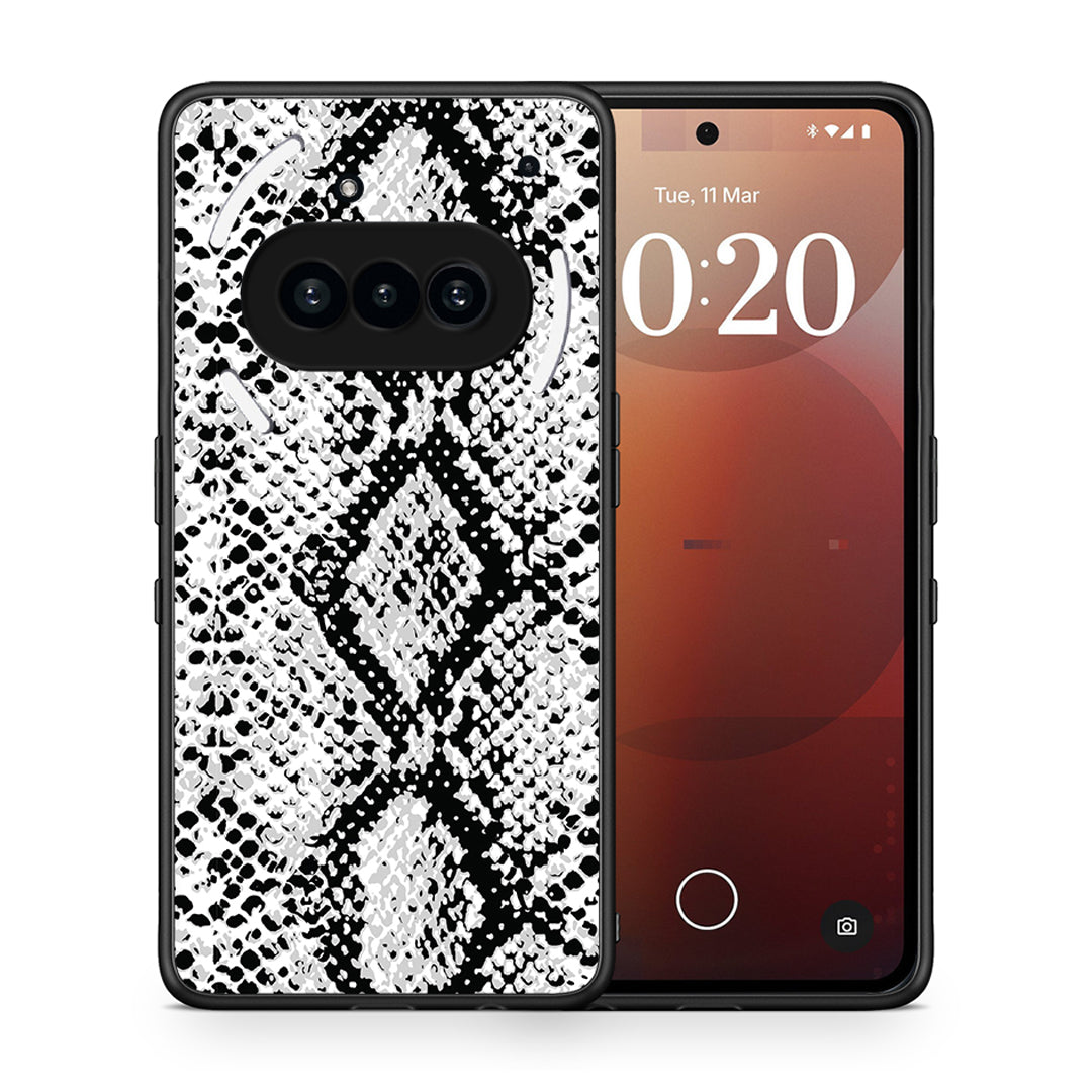 Θήκη Nothing Phone 3a White Snake Animal από τη Smartfits με σχέδιο στο πίσω μέρος και μαύρο περίβλημα | Nothing Phone 3a White Snake Animal case with colorful back and black bezels